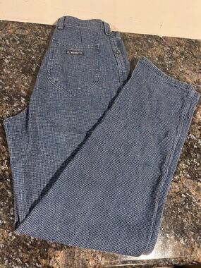 Vintage Wrangler Plaid Gingham Mom Jeans USA Made Junior 15